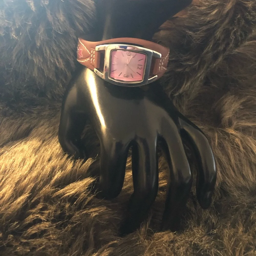 Ladies southwest style vegan leather band watch